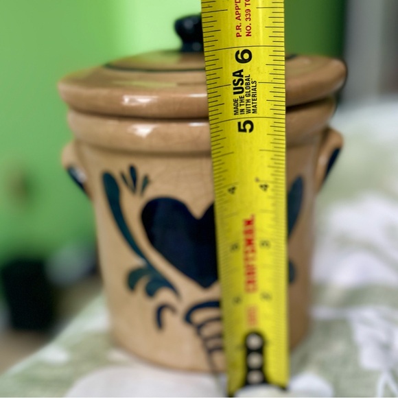 Vintage Cottagecore Glazed Pottery Heart Farmhouse Kitchen Food Storage With Lid - Picture 9 of 10